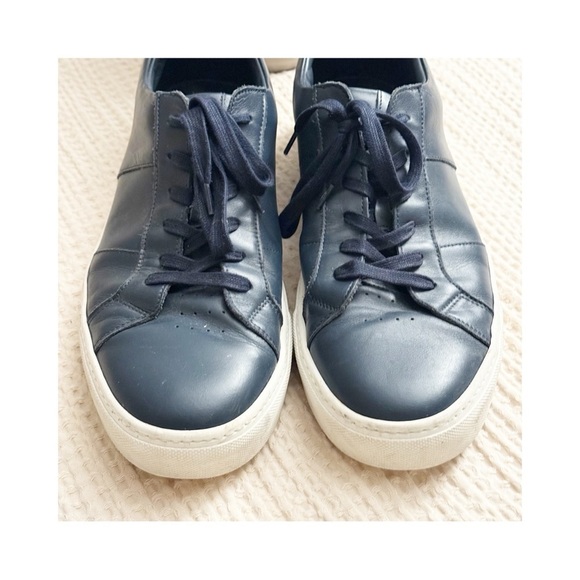 GREATS BROOKLYN NAVY LEATHER Sneaker Mens Navy Lace Up Italy 12.5 - Picture 3 of 7